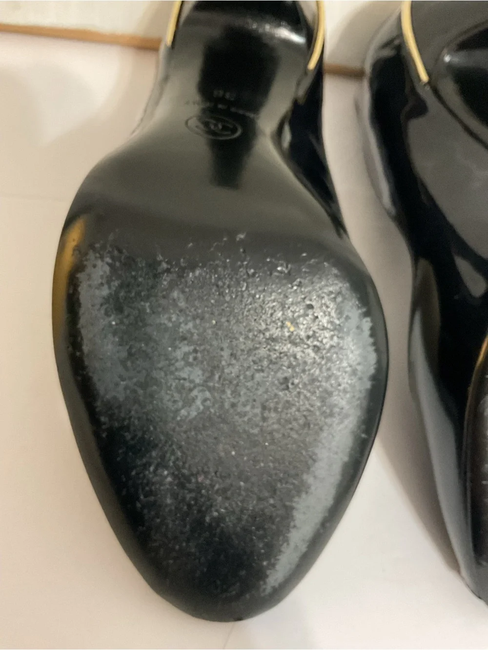 CHANEL glossy patent